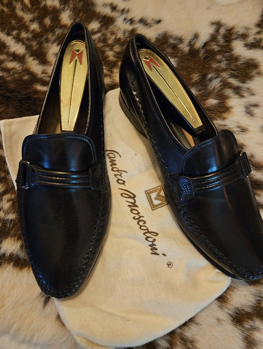 Sandro Moscoloni Black Leather Slip-On Loafers